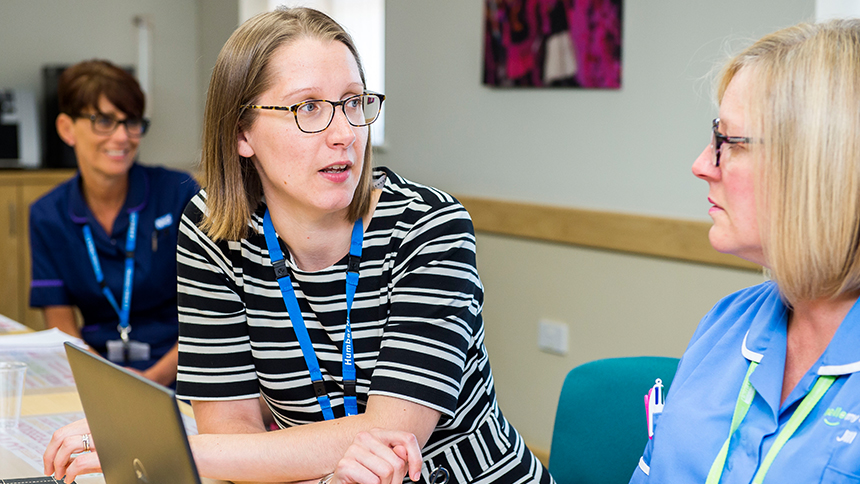 Hospice and mental health staff together at Dove House Hospice.