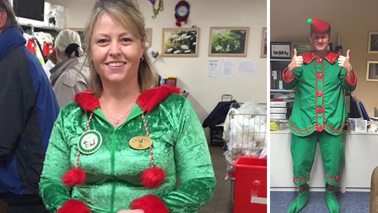Elf Day supporter Ally Berry and her boss.