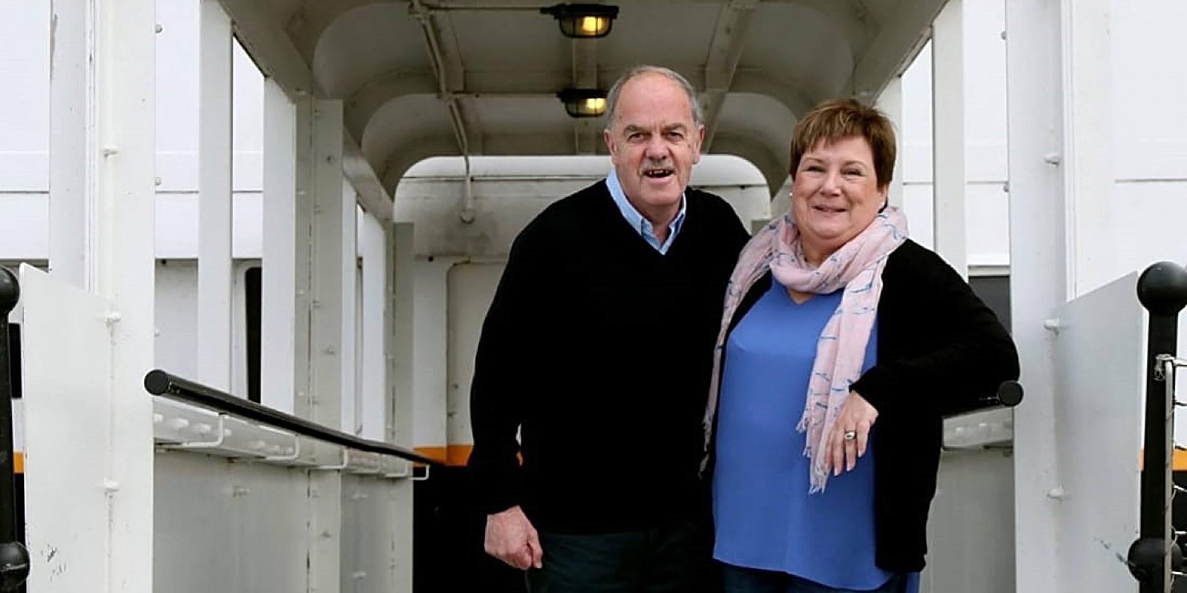 Emily and Jim about to board a boat