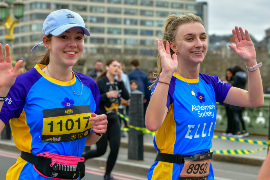 Two girls running