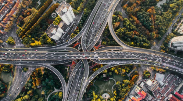 Major road with four branches