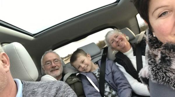 Vanessa Streete and her family in a car