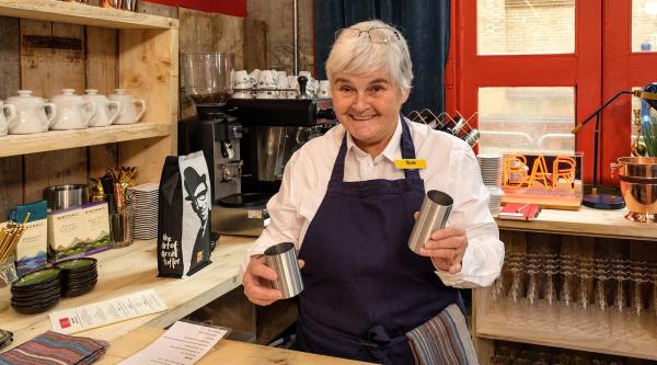 Sue Strachan working at the restaurant