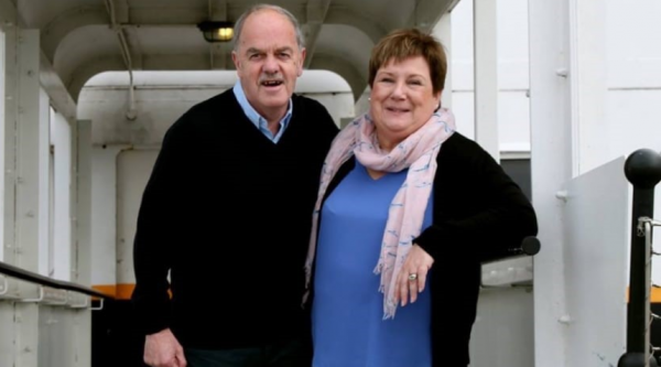 Emily and Jim about to board a boat