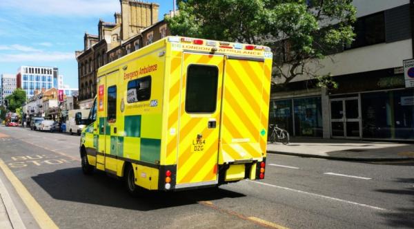 An ambulance on the road
