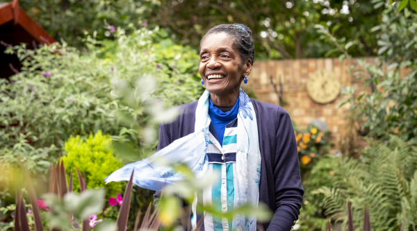 Morcea Walker smiling in the garden
