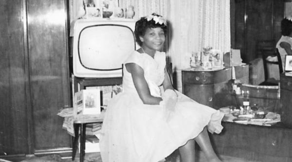 A young Hilda photographed in black and white