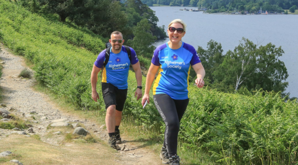A couple mid trek in the Lake District