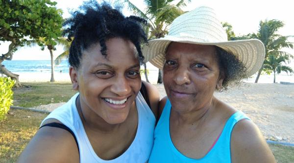 Armelle and Chantal on a beach