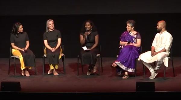 People sit on stage at a special event organised by researcher Naaheed Mukadam 