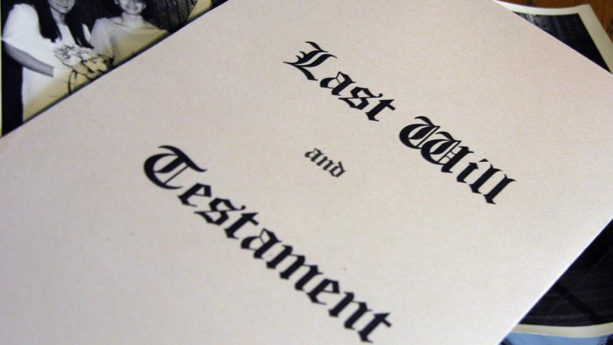 Document titled 'Last will and testament'