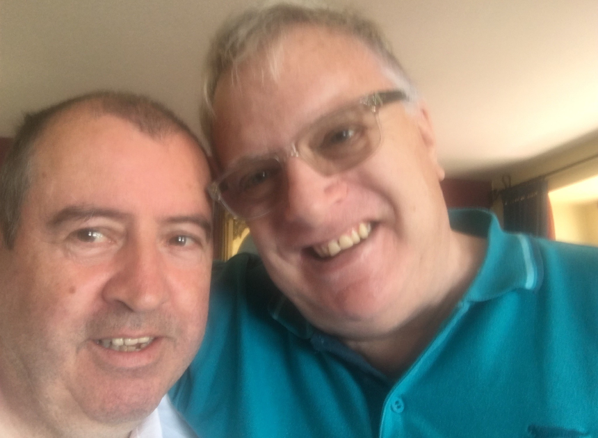 Bernard and Andy smiling together