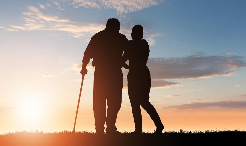 Two people in the sunset