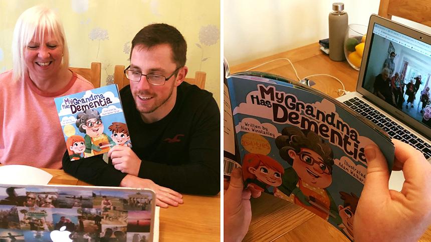 Alex Winstanley and his mum sharing My Grandma has Dementia online