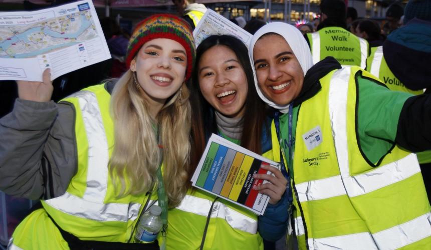Glow volunteers with map