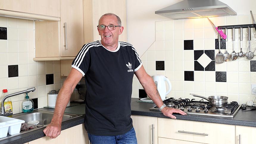 Andy Paul in his kitchen.