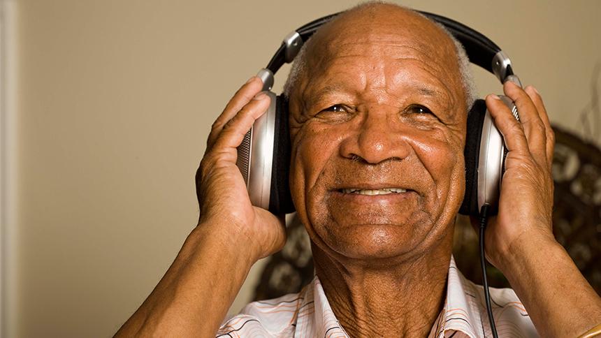 Listening to music on headphones