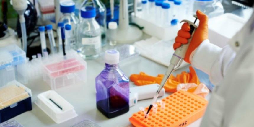 A scientist does a test in a lab