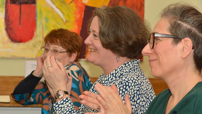 People in the audience clap during the London People's Panel celebration event in February 2024