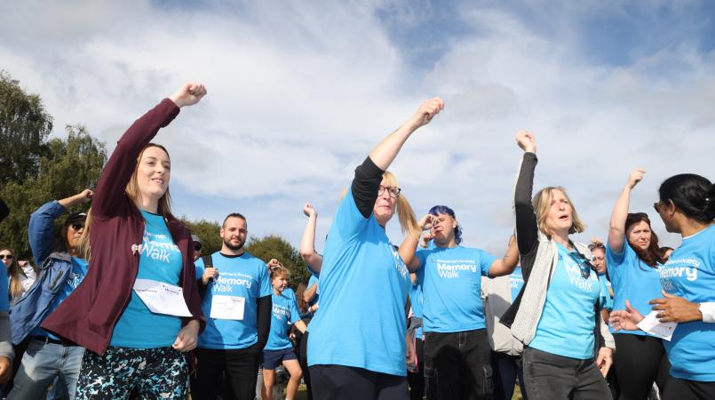 Birmingham Memory Walkers taking part in the Zumba warm up