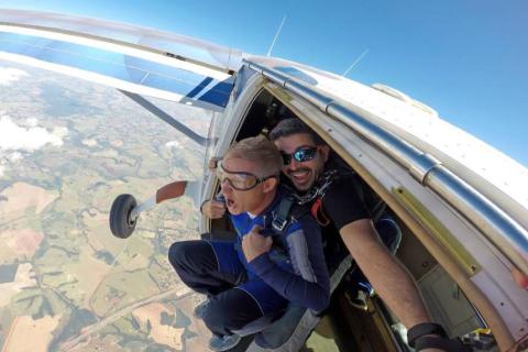 tandem skydive about to exit plane