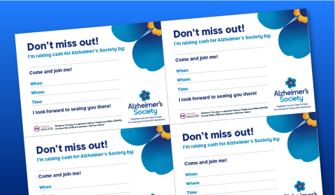 An example of Alzheimer's Society fundraising invitations
