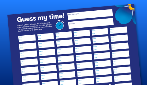 A guess my time form on a blue background