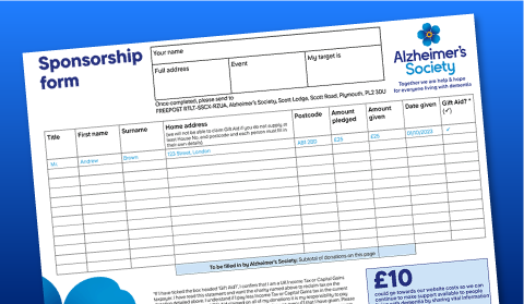 A sponsorship form on a blue background