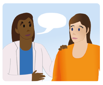 Two people talking with a speech bubble