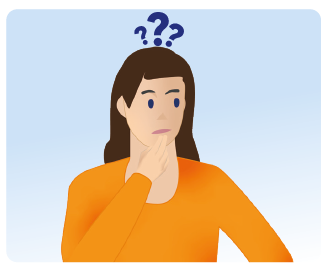 A person thinking with question marks above their head