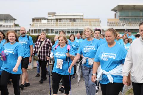 Group of people walking at an event