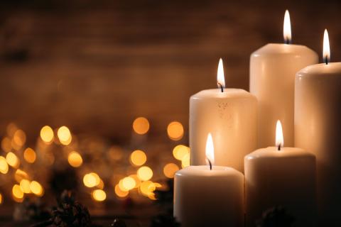 Five white candles 